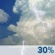 Friday: A chance of rain showers before 8am, then a chance of showers and thunderstorms between 8am and 2pm, then a slight chance of showers and thunderstorms. Partly sunny, with a high near 80. Chance of precipitation is 30%. Friday: Chance Showers And Thunderstorms